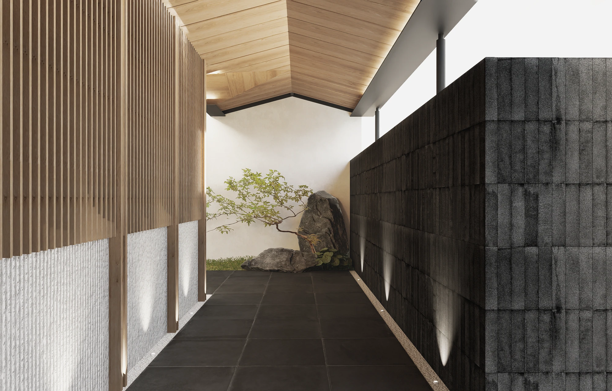Orchid Pavilion · Entrance passage and materials
